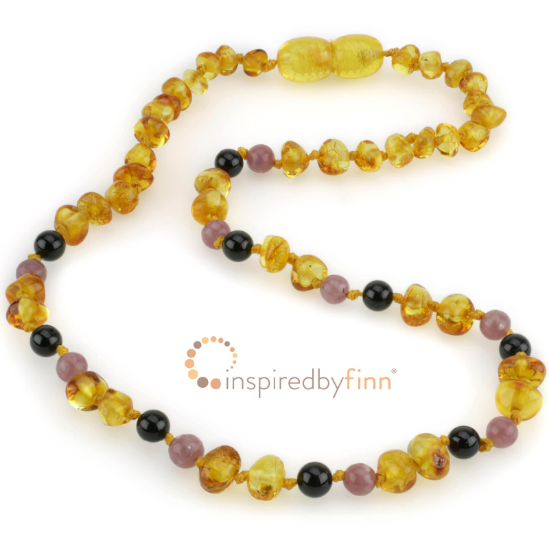 <u>Amber Teething Necklace - Kids Polished Golden Swirl + CURBS HYPERACTIVITY - All Kids Sizes<br>Inspired By Finn</u>