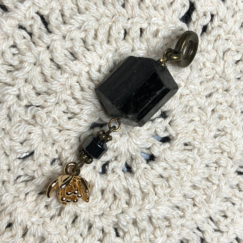 divine protection- lotus, hematite & black tourmaline necklace pendant