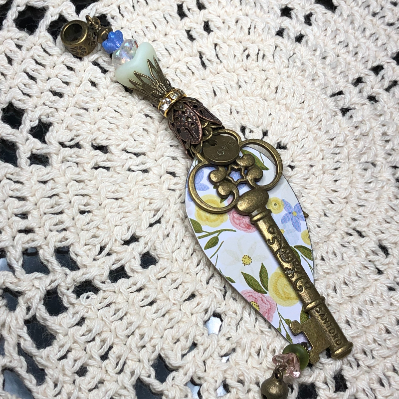refreshed & renewed-vintage tin key necklace pendant