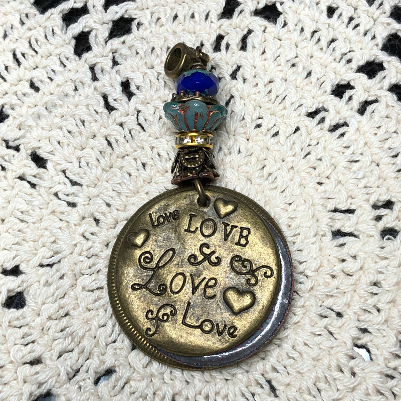 bee-ing love & a blue star flower necklace pendant