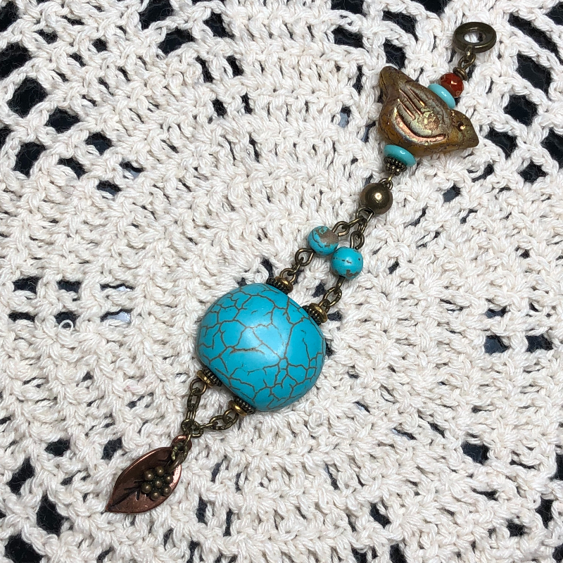 keeper of the the way-bird & turquoise necklace pendant