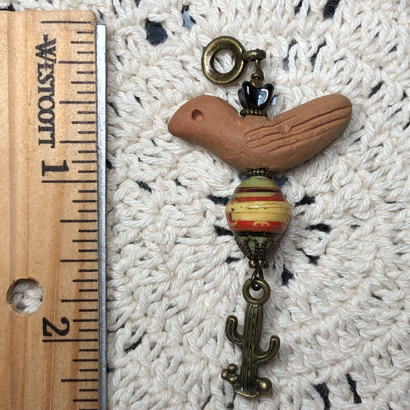 southwestern basket weaver, bird necklace pendant
