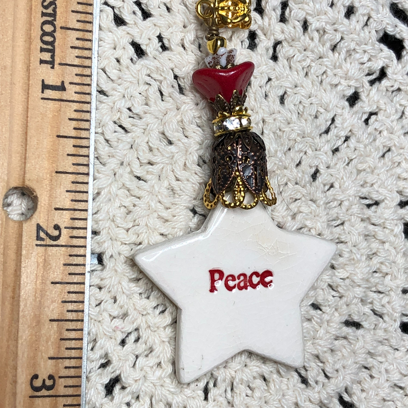 peace, star ceramic vintage necklace pendant