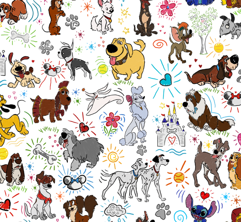 1yd Cut Sketchy Dogs Cotton Lycra Retail