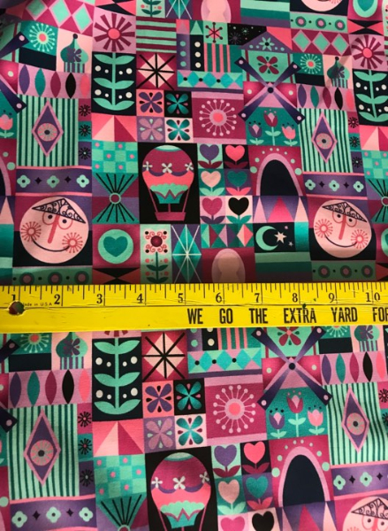 2yd Cut Small Scale Small World Cotton Lycra Fabric