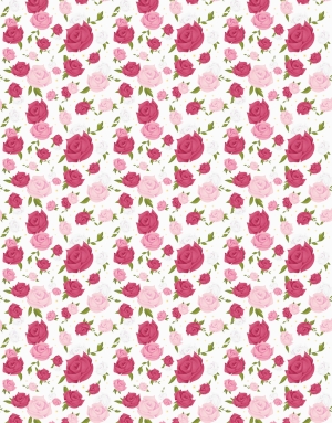1yd cut Pink Roses Cotton Lycra