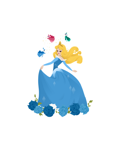 Blue Princess on white Panel Woven