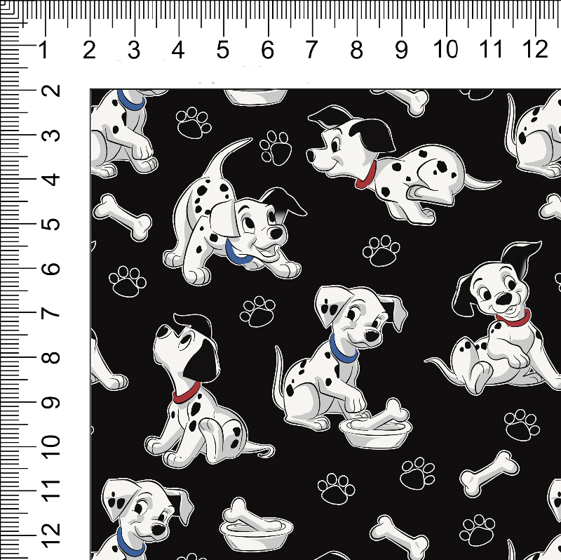 1yd cut R-57 101 Dogs Large Black Woven Retail