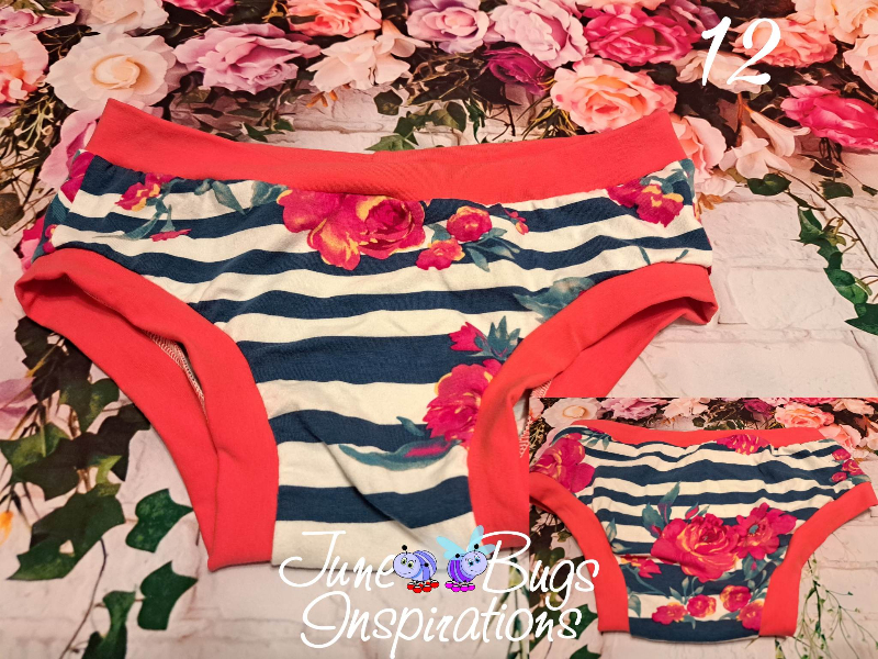 Size 12 Floral Stripes Children's Underwear