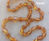 SALE! Baltic Amber Necklace - Polished Bean Honey