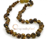 Amber Teething Necklace - Kids Polished Green, Yellow, Black - All Kids Sizes - Teething, Health 