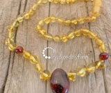 Amber Teething Necklace - Kids Polished Pendant Golden Cherry - All Kids Sizes - Teething, Health