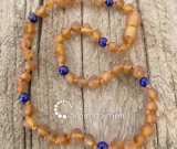 Amber Teething Necklace - Kids Unpolished Cider + Lapis Lazuli, All Kids SizesInspired By Fin