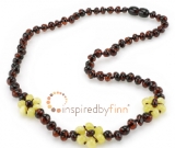 Baltic Amber Adult/Adolescent Necklace - Polished White Flower