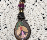 tropical flower wood necklace pendant