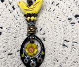 sunflower sunny yellow bird necklace pendant