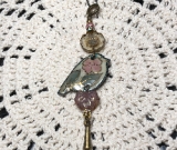 cherry blossom tree enameled bird, necklace pendant-1
