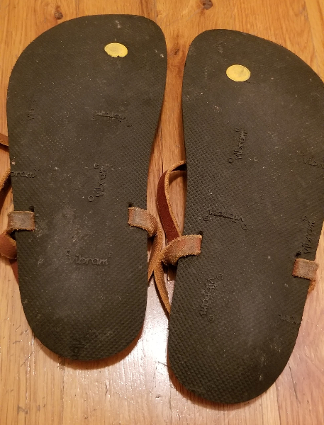 Luna Brujita sandals, tan with plain sole, size 7.5