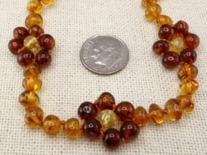 <u>SALE! Adult Size Baltic Amber Necklace - Polished Lemon Drop Flower Necklace 21"</u>