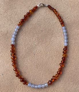 <u>NEW! Anxiety Relief - Baltic Amber and Blue Chalcedony Necklace<br>Kids Necklace - Perfectly Imperfect</u>
