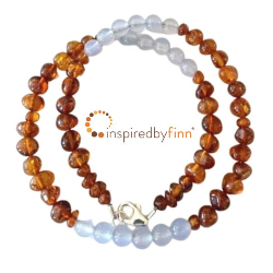<u>NEW! Anxiety Relief - Baltic Amber and Blue Chalcedony Necklace<br>Kids Necklace - Perfectly Imperfect</u>