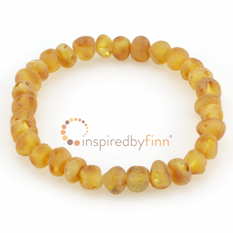 <u>Baltic Amber Elastic Bracelet - Unpolished Harvest<br>Larger Beads</u>