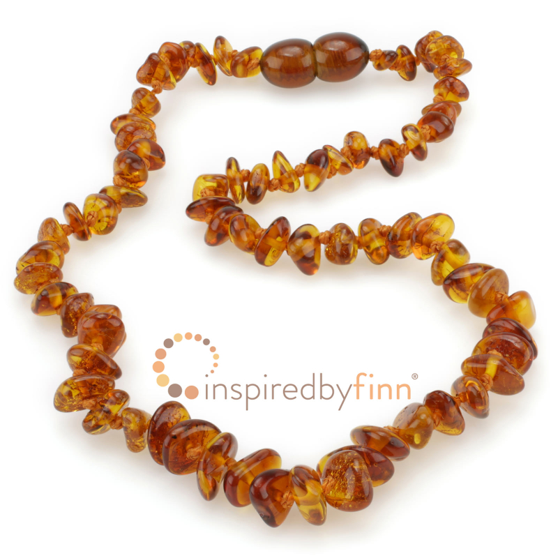 <u>CLEARANCE! Amber Teething Necklace - Kids Polished Honey Chips- Size 15"<br>Inspired by Finn</u>
