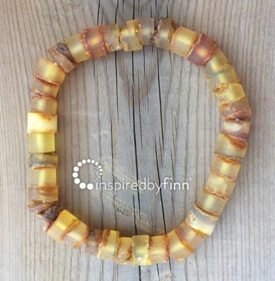 <u>NEW! Adult Baltic Amber Elastic Bracelet - Unpolished Rugged Cylinder</u>