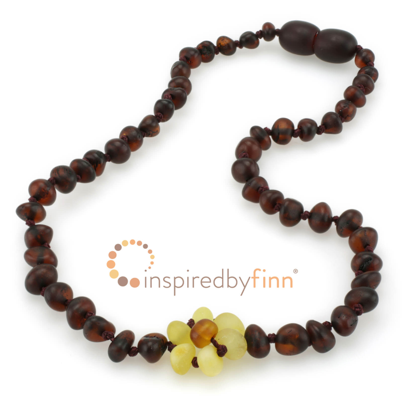 <u>SALE! Kids Amber Teething Necklace - Size 13-14" Unpolished Delicate Flower - All Kids Sizes - Teething, Health & Wellness</u>