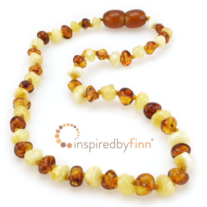 <u>Amber Teething Necklace - Kids Polished Butter & Honey - All Kids Sizes - Teething, Health & Wellness</u>