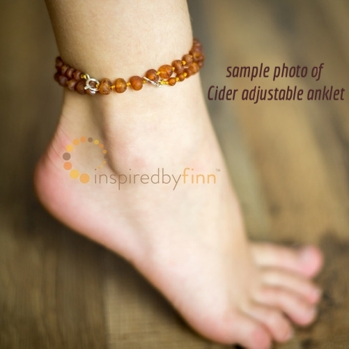 <u>Baltic Amber Anklet - Adjustable<br></u>Polished Lemon Drop Flower