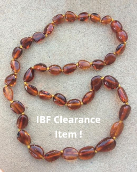 <u>Baltic Amber Kids Necklace - Polished Cognac Bean</u>
