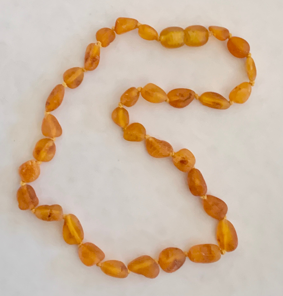 <u>Amber Teething Necklace - Kids Imperfect Unpolished Brown Bean - Size 11.5 - 14" - Teething, Health & Wellness</u>