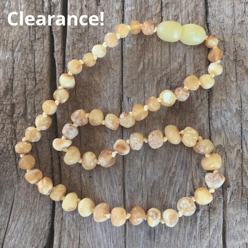 <u>SALE! Kids Baltic Amber Teething Necklace - Sizes 10.5-12.5" Unpolished Amber</u>