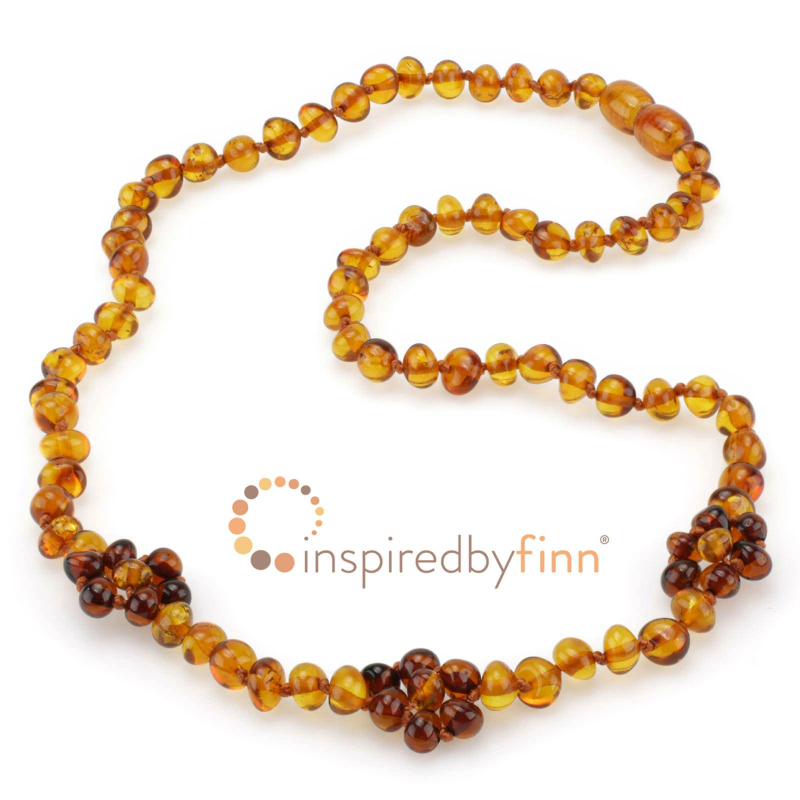 <u>SALE! Adult Size Baltic Amber Necklace - Polished Gingerbread Flower</u>