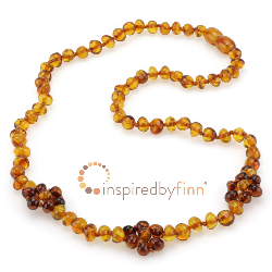 <u>Adult Size Baltic Amber Necklace - Polished Gingerbread Flower</u>