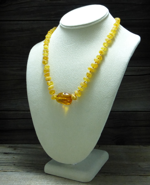 <u>Baltic Amber Necklace - Unpolished Amber with Polished Pendant</u><br>$34.47 w/ discount code: 25