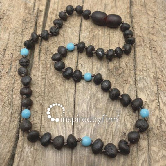 <u>Baltic Amber Teething Necklace - Unpolished Blue Molasses, All Kids Sizes<br>Inspired By Finn</u>
