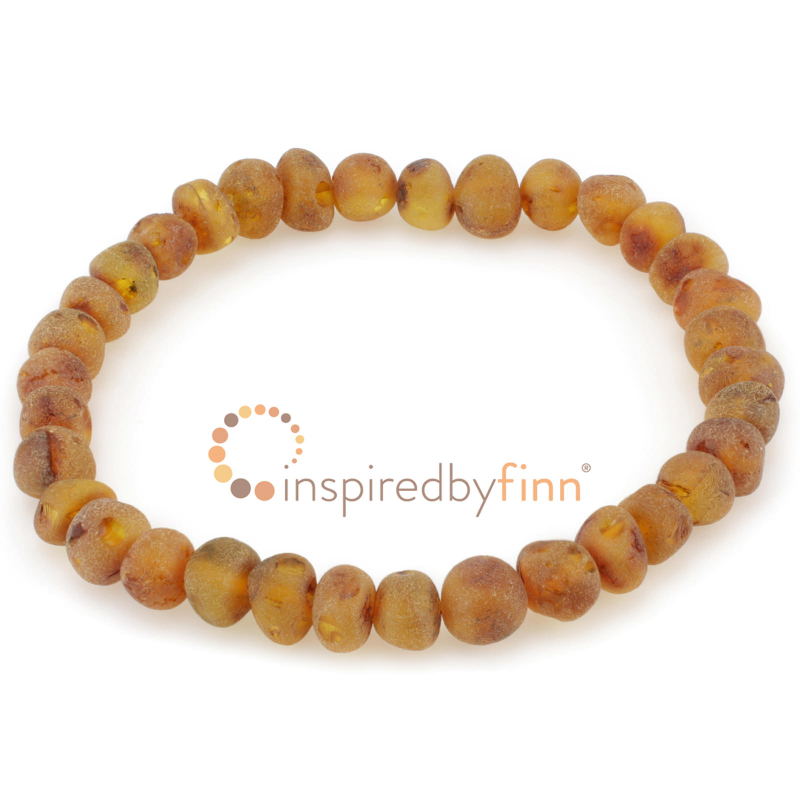 <u>Baltic Amber Elastic Bracelet - Unpolished Cider<br>Larger Beads</u>