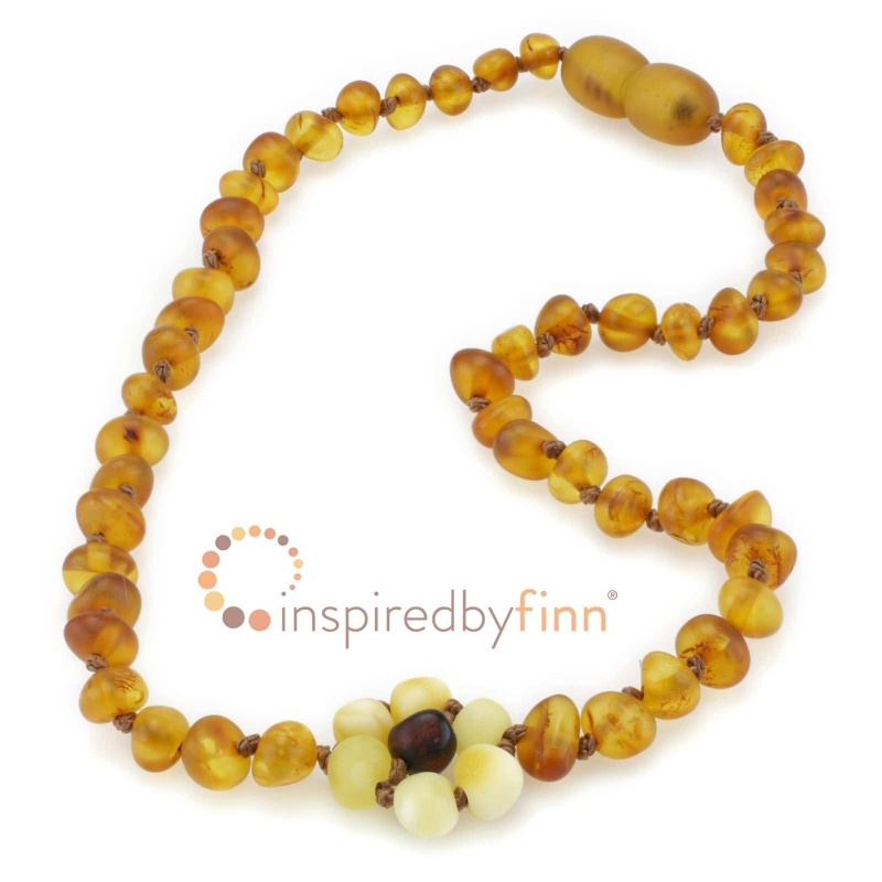 <u>SALE! Kids Amber Teething Necklace - Size 13-14" Unpolished Autumn Flower - Teething, Health & Wellness</u>