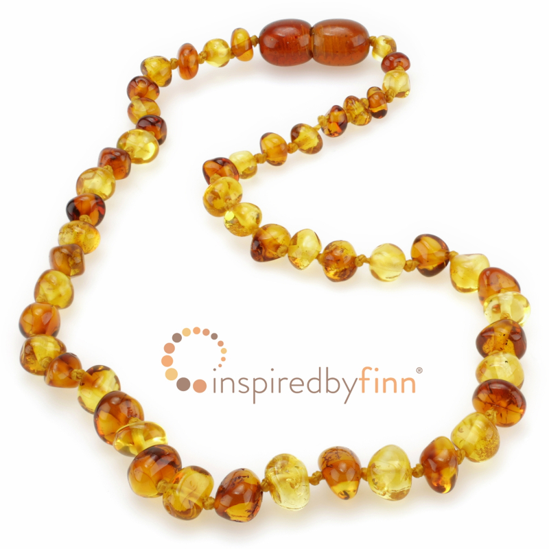 <u>Baltic Amber Adult/Adolescent Necklace - Polished Yellow & Honey<br>Larger Beads</u>