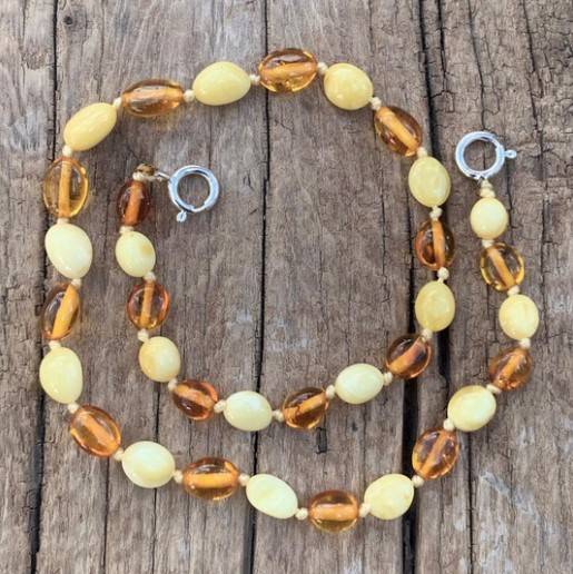 <u>Kids Baltic Amber Anklet - Adjustable<br></u>Polished Butter & Honey