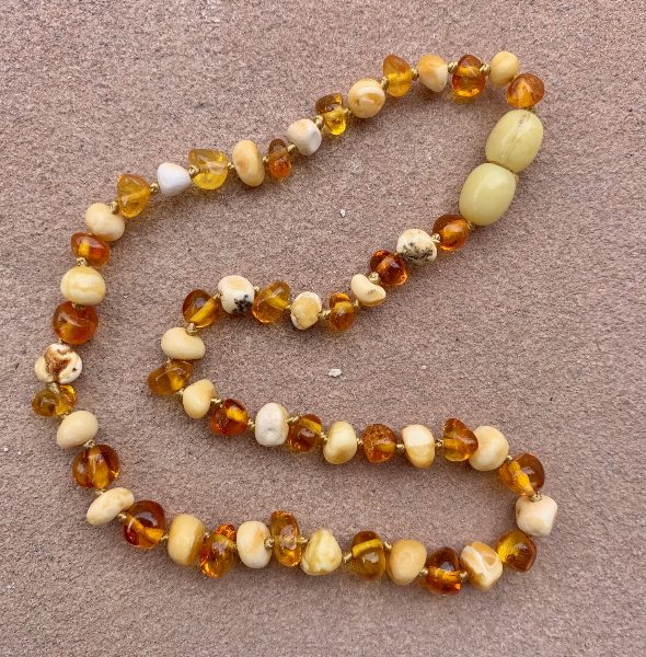 <u>Amber Teething Necklace - Kids Polished Boho - Size 10.5-14"</u>