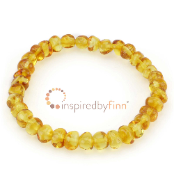 <u>Baltic Amber Elastic Bracelet - Polished Golden Swirl<br>