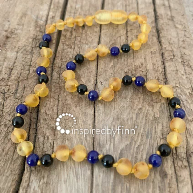 <u>Amber Teething Necklace - Kids Unpolished Harvest + FOCUS & CONCENTRATION, All Kids Sizes<br>Inspired By Finn</u>