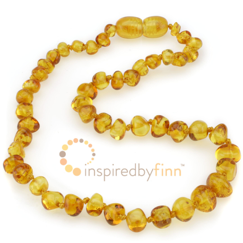 <u>SALE! Kids Amber Teething Necklace Size 11.5-12.5" - Polished Golden Swirl</u>