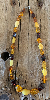 <u>Baltic Amber Necklace - Polished Natural Faceted Multicolor</u>