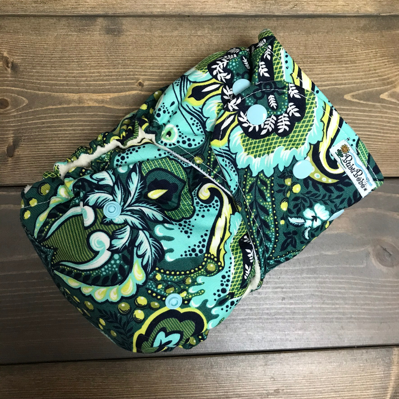 Frog Prince /w seafoam cotton velour soakers - Designer Woven Hidden PUL Ai2