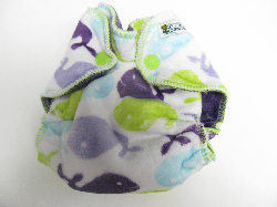 Lilac Whales Minky /w purple organic bamboo velour - newborn