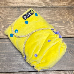 Yellow cotton velour /w purple cotton inner & teal cotton soakers - serged Sleepytime